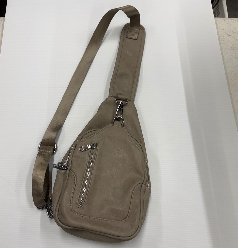 Antik Kraft Taupe Vegan Leather Sling Crossbody Bag Small Backpack